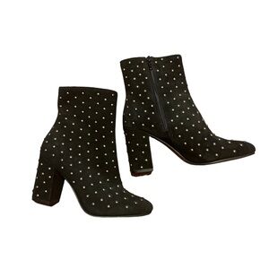 LUCKY BRAND black suede studded heeled boot us women's size 6.5 EUC